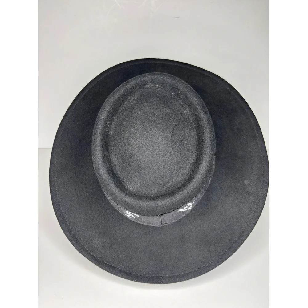 UNIF Relic Hat Women OS Black Wool Occult Embroidered Wide Brim Hat